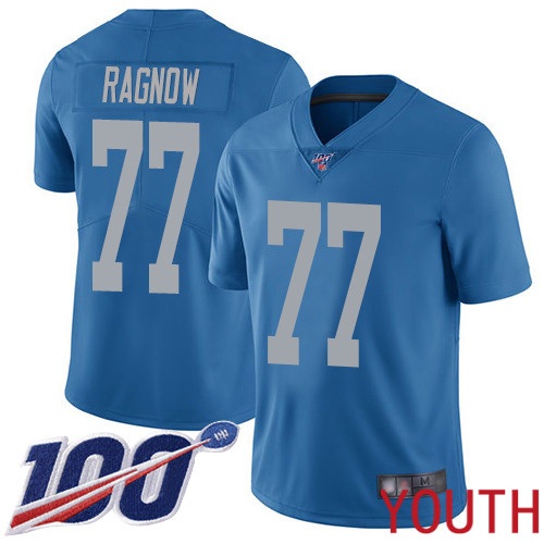 Detroit Lions Limited Blue Youth Frank Ragnow Alternate Jersey NFL Football 77 100th Season Vapor Untouchable